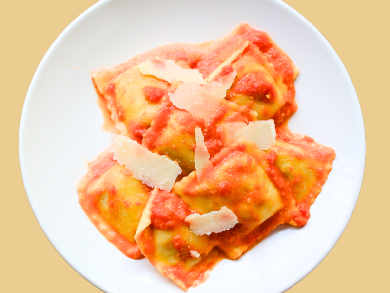 Meat Ravioli with Vodka Sauce