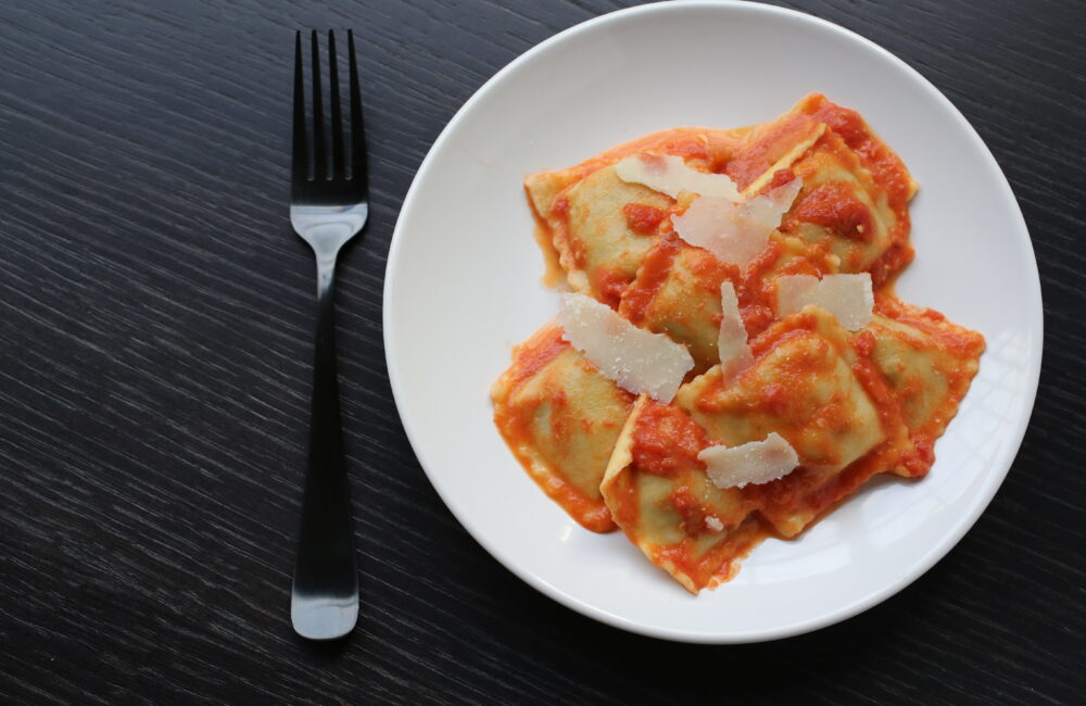 Meat Ravioli with Vodka Sauce