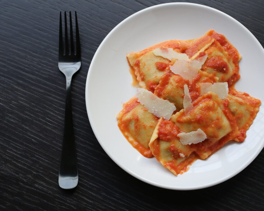 Meat Ravioli with Vodka Sauce